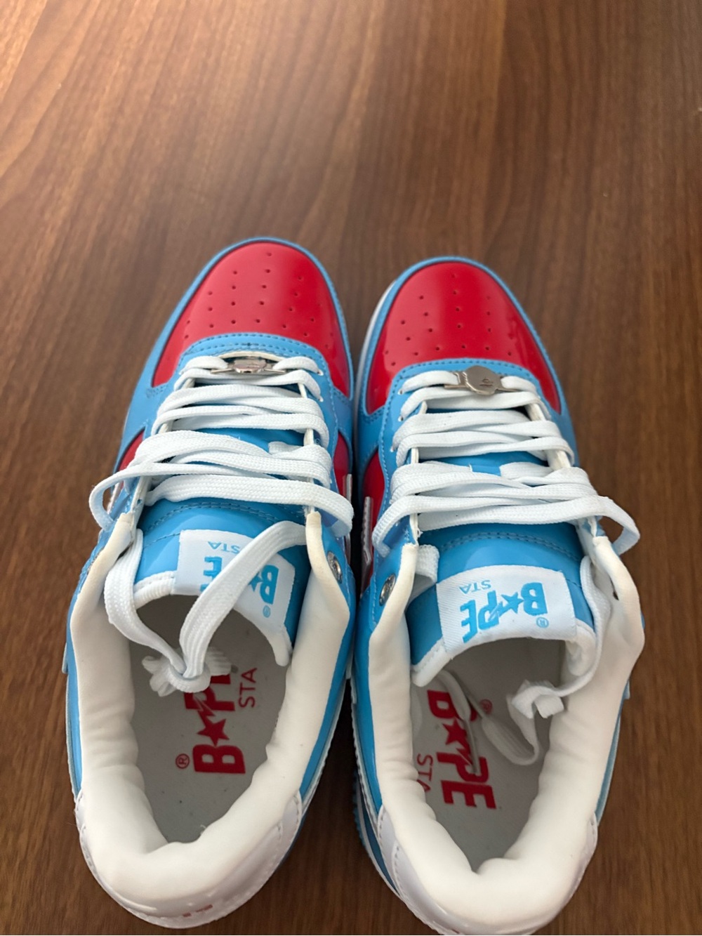 Bape Kids Colorblock Sneakers in Red, Blue & White - Picture 3 of 4